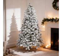 5Ft/1.5m Yukon Snow Pine Artificial Green Christmas Tree Snow Flocked 350 Tips Branches Snowy Bushy Xmas Home Decorations, Metal Stand