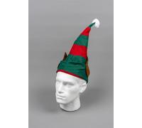 Shatchi 5Pcs Christmas Elf Hat With Ears Xmas Santa Helper Hat Red And Green Xmas Fancy Dress Pom Party Costume Accessories One Size Adult