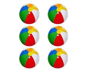 SHATCHI 6 Pcs 20 Inch Inflatable Rainbow Beach Ball, Multicolour Blow Up Pool Toy for Swimming Pool Parties, Summer Outdoor Water Games, Holiday Beach Play, Garden Fun and Pool Party Decoration