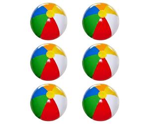 SHATCHI 6 Pcs 24 Inch Inflatable Rainbow Beach Ball, Multicolour Blow Up Pool Toy for Swimming Pool Parties, Summer Outdoor Water Games, Holiday Beach Play, Garden Fun and Pool Party Decoration