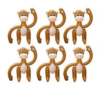 Shatchi 6 Pcs Inflatable Brown Monkey Blow Up Party Decorations 58 cm, Tropical Animal Fancy Dress Props for Hawaiian African, Pool and Beach Parties, Hen Do, Stag Do, Photo Booth and Themed Events