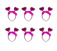 SHATCHI 6 x Head Boppers Pink Fluffy Fur Heart Antlers Girls Night Out Hen Do Fancy Dress Costume Headband Fun Hen Party Bag Fillers Games