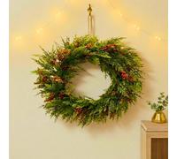 60cm Christmas Wreath for Front Door with Artificial Pine Needle,Berries, Greenery Ornaments, Wall Fireplace Indoor Outdoor Xmas Holiday Home Decorations