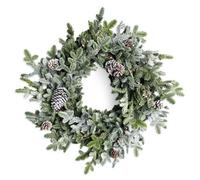 Shatchi 60Cm Cypress Pine Wreath Realistic Greenery With Pine Cones Winter Christmas Door Decoration For Festive Home Displays