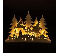 SHATCHI Wooden Christmas Decoration Pre Lit LED Silhouette Nativity Scene Ornament Table Window Battery Operated, White, 60Cm