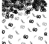 Shatchi 60Th Birthday Confetti Black & Silver 2 Pack X 14 Grams Birthday Decoration Foil Metallic 2 Pack