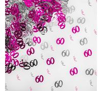 Shatchi 60Th Birthday Confetti Pink & Silver 1 Pack X 14 Grams Birthday Decoration Foil Metallic 1 Pack