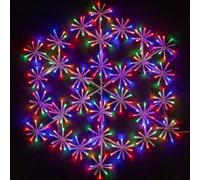 64Cm Starburst Snowflake Shape Silhouette with 300 Multicolour LEDs Twinkling Micro LED Lights Christmas Display Indoor and Outdoor Window Wall Decorations