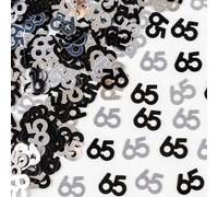 Shatchi 65Th Birthday Confetti Black & Silver 1 Pack X 14 Grams Birthday Decoration Foil Metallic 1 Pack