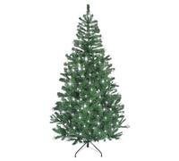 SHATCHI 6ft/1.8m Pre-Lit Artificial Christmas Tree Alaskan Pine Green 550 Tips-160 Warm White LEDs Metal Stand Xmas Home Decorations, 180cm