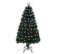 SHATCHI 6Ft/180cm Fibre Optic Christmas Star Topper-Diamond LED Decorations-Pre-Lit Green Artificial Xmas Tree-Multicolor Changing Lights, PVC, Aurora, 180 cm