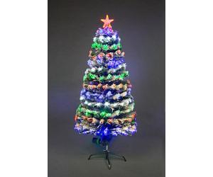 Shatchi 6Ft/180Cm Frosted Tips 8 Modes Fibre Optic Christmas Tree Led Pre-Lit