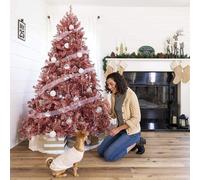 6FT Artificial Christmas Tree Rose Shiny Tinsel Tips Shatchi Rose Gold 6ft