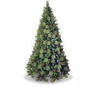 Shatchi 6FT Californian Boulder Bushy Look Luxurious Forest Green Artificial Christmas Tree Pine Cones Hinged Branches Shatchi Green 6ft