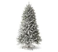 Shatchi 6Ft Frosted Snow Flocked Green Oregon Pine Tips Bushy Artificial Christmas Tree Festive Decorations