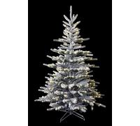 6Ft/1.8m Luxury Pre Lit Snow Flocked Christmas Tree Snow Covered Green Tips Hinged Bushy Warm White LEDs Lights
