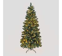 Shatchi 6FT Pre-Lit Warm White LED Green Christmas Slim Pine Narrow Tree With Metal Stand Shatchi Green 6ft