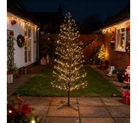 6ft/180cm Pre Lit LED Lights Brown Snowy Twig Tree Indoor 296 Warm White Lights Birch Tree