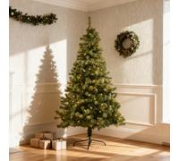 Shatchi 6Ft Prelit Green W/warm White Alaskan Pine Christmas Tree Warm White Leds