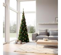 Shatchi 6Ft Prelit Pop up Christmas Tree with Red Baubles & Battery Operated LED Warm White Lights in Green Shatchi Green 6ft