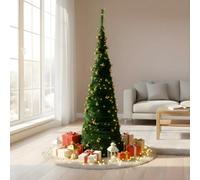 SHATCHI 4Ft-6Ft Prelit Pre Pop up Christmas Tree Xmas Home Indoor LED Warm White Lights Decorations, Polyvinyl Chloride, Green, 6Ft