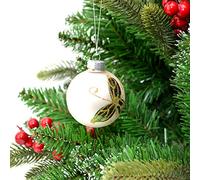 Shatchi 6pcs Baige Hand Painted Glass Christmas Tree Baubles Balls Hanging Ornaments Decorations Seasonal Home Décor Xmas
