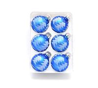 Shatchi 6pcs Blue Hand Painted Glass Christmas Tree Baubles Balls Hanging Ornaments Decorations Seasonal Home Décor Xmas