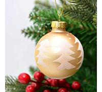 Shatchi 6pcs Gold Hand Printed Glass Christmas Tree Baubles Balls Hanging Ornaments Decorations Seasonal Home Décor Xmas