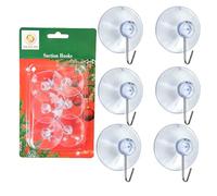 SHATCHI 6Pcs Heavy Duty Suction Hooks - 43mm, Multi-Purpose Reusable Suction Hooks for Kitchen, Bathroom, Office, Christmas Decorations, Signs, Mirrors, Walls