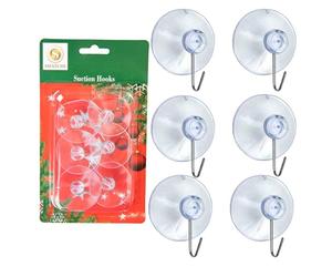 SHATCHI 6Pcs Heavy Duty Suction Hooks - 43mm, Multi-Purpose Reusable Suction Hooks for Kitchen, Bathroom, Office, Christmas Decorations, Signs, Mirrors, Walls