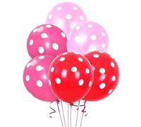 SHATCHI 6pcs Light Dark Pink Red Polka Dots Balloons Decorations Birthday Mother’s Day Christening Wedding Anniversary Celebrations Baloon 12", Assorted