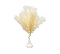SHATCHI 70cm Cream Feather Tree Table Lamp Warm White LEDs Lighted Pampas Tree - Battery-Operated Decorative Night Light for Christmas, Home, Events, Holiday Decorations