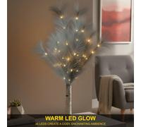 Shatchi 70cm Lighted Feather Tree Lamp - Warm White LED, Battery Operated in Grey Shatchi Grey