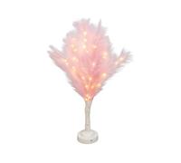 SHATCHI 70cm Pink Feather Tree Table Lamp Warm White LEDs Lighted Pampas Tree - Battery-Operated Decorative Night Light for Christmas, Home, Events, Holiday Decorations