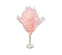 Shatchi 70Cm Pink Feather Tree Table Lamp Warm White Leds Lighted Pampas Tree - Battery-Operated Decorative