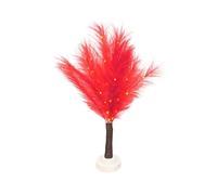SHATCHI 70cm Red Feather Tree Table Lamp Warm White LEDs Lighted Pampas Tree - Battery-Operated Decorative Night Light for Christmas, Home, Events, Holiday Decorations