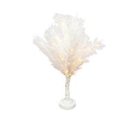 SHATCHI 70cm White Feather Tree Table Lamp Warm White LEDs Lighted Pampas Tree - Battery-Operated Decorative Night Light for Christmas, Home, Events, Holiday Decorations