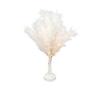 SHATCHI 70cm White Feather Tree Table Lamp Warm White LEDs Lighted Pampas Tree - Battery-Operated Decorative Night Light for Christmas, Home, Events, Holiday Decorations