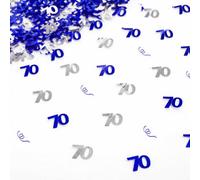 Shatchi 70Th Birthday Confetti Blue & Silver 4 Pack X 14 Grams Birthday Decoration Foil Metallic 4 Pack