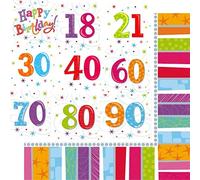 Shatchi 70th Birthday Paper Napkins Serviettes Decorations 3ply 16 Luncheon Party Tableware, Multi
