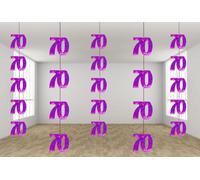 Shatchi 70Th Glitz Pink Anniversary Birthday Metallic Hanging String Shiny Foil Wall Decorations Pack Of 6