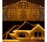 SHATCHI 720LEDs Waterfall Icicle Christmas Lights 15m - Multifunction 8 Light Modes, Timer Clear Cable Indoor/Outdoor Low Voltage Connectable Waterproof Christmas Decoration, Warm White