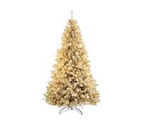 SHATCHI 7Ft/2.1m Artificial Christmas Tree Champagne Gold Shiny Tinsel Tips Bushy Look Luxurious Hinged Branches Xmas Holiday Home Decorations, PVC, 210 cm