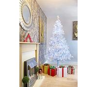 SHATCHI 7ft/2.1m Pre-Lit Artificial Christmas Tree Alaskan Pine 800 Tips-200 Cool White LEDs Metal Stand Xmas Home Decorations, 210cm