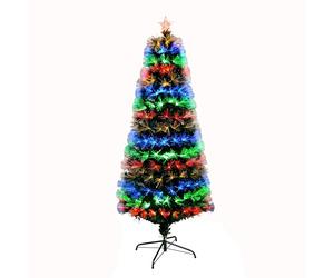 SHATCHI 7ft/210cm Galactic Stars Pre-Lit Fibre Optic Christmas Tree Remote Controlled 8 Functions Timer Various Multicolour Light Effects Holiday Xmas Home Decorations, Green