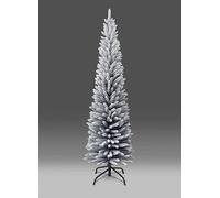Shatchi 7Ft Artificial Slim Christmas Pencil Tree Snow Flocked With Metal Stand