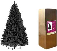 Shatchi 7Ft Black Bushy Imperial Pine Artificial Deluxe Christmas Tree Hinged Branches
