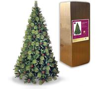 Shatchi 7FT Californian Boulder Bushy Look Luxurious Forest Green Artificial Christmas Tree Pine Cones Hinged Branches Shatchi Green 7ft