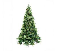 7Ft/2.1m Californian Boulder Pine Bushy Look Luxurious Forest Green Artificial Christmas Tree Pine Cones Hinged Branches Xmas Home Showroom Centerpiece Decorations