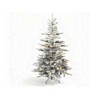 Shatchi 7Ft Christmas Tree Pre Lit Flocked Snow Covered Luxury Hinged Xmas Home Decore